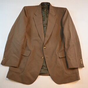Vtg TropiCool 44R Brown Boxy Textured Check Mens Blazer Suit Jacket Sport Coat